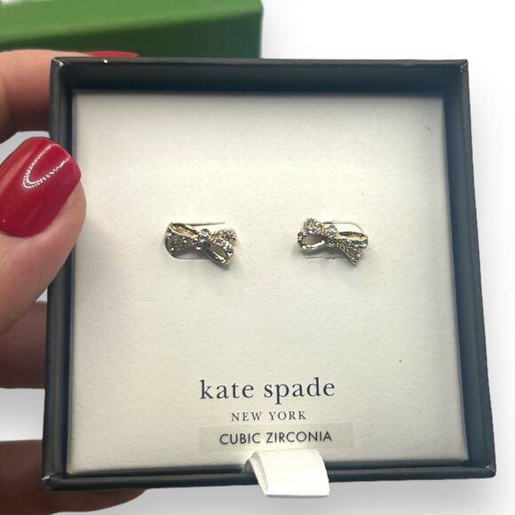 NEW Kate Spade Gold Pave Mini Bow Stud Earrings Gold Mini Preppy Girly Jewelry - Picture 5 of 9